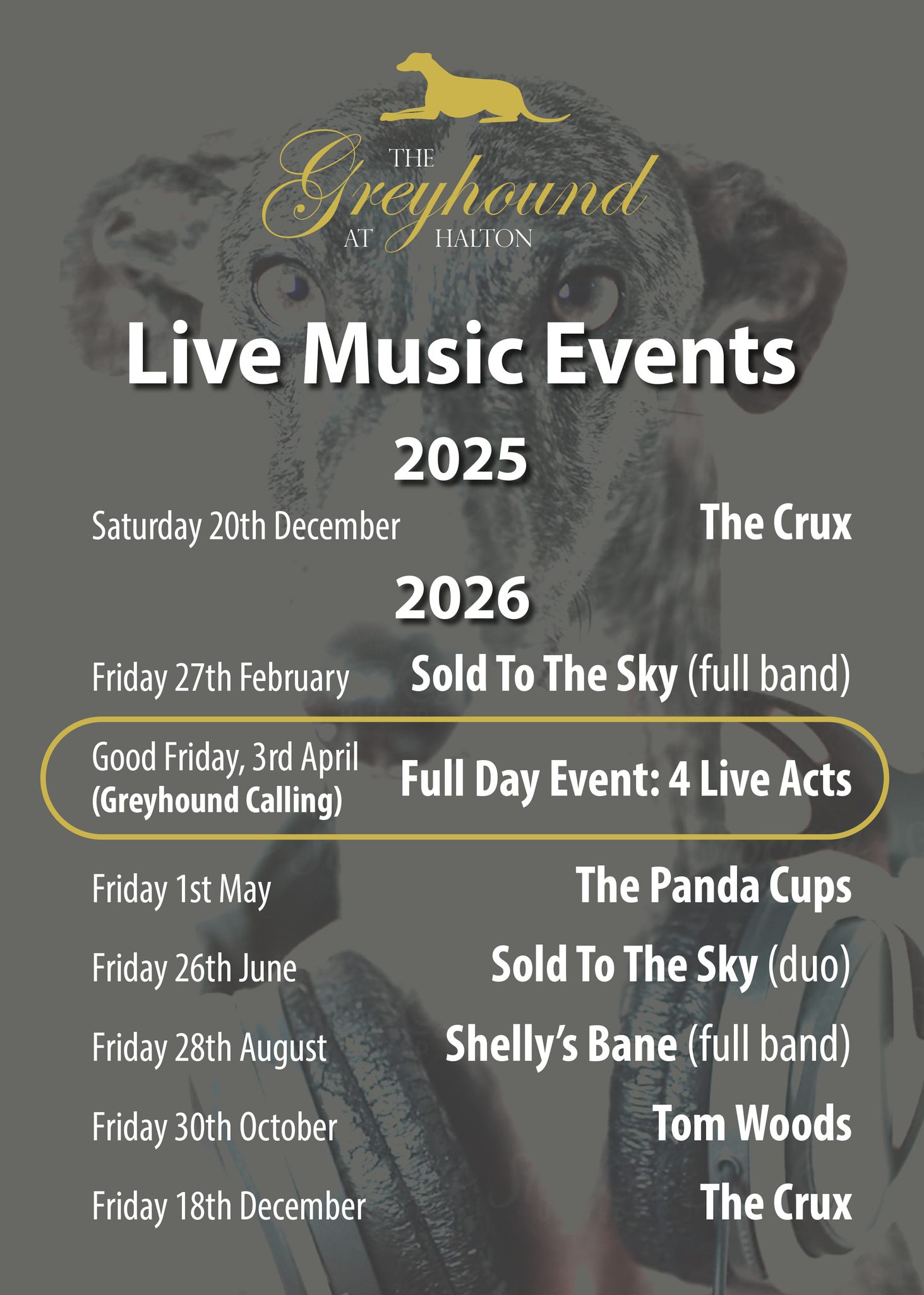 Live Music 2026 at The Greyhound at Halton