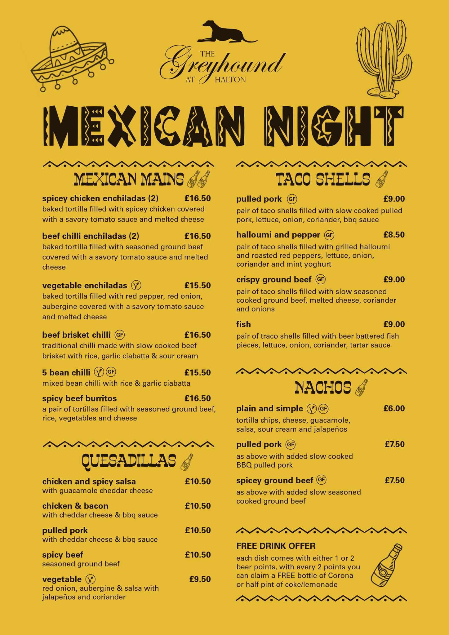 Friday Theme Food Nights at The Greyhound